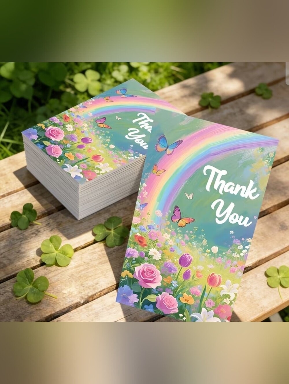 Thank You Rainbow Floral Cards Qty 50